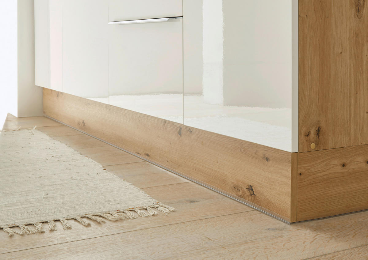 KÜCHENBLOCK 370 cm   in Eiche Artisan, Weiss Hochglanz  - Weiss Hochglanz/Alufarben, Lifestyle, Holzwerkstoff/Kunststoff (370cm) - Respekta