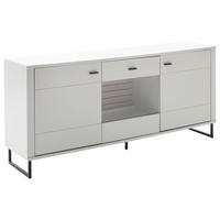 SIDEBOARD Weiss, Eichefarben  189/85/44 cm  - Weiss/Eichefarben, Design, Glas/Holzwerkstoff (189/85/44cm) - Stylife