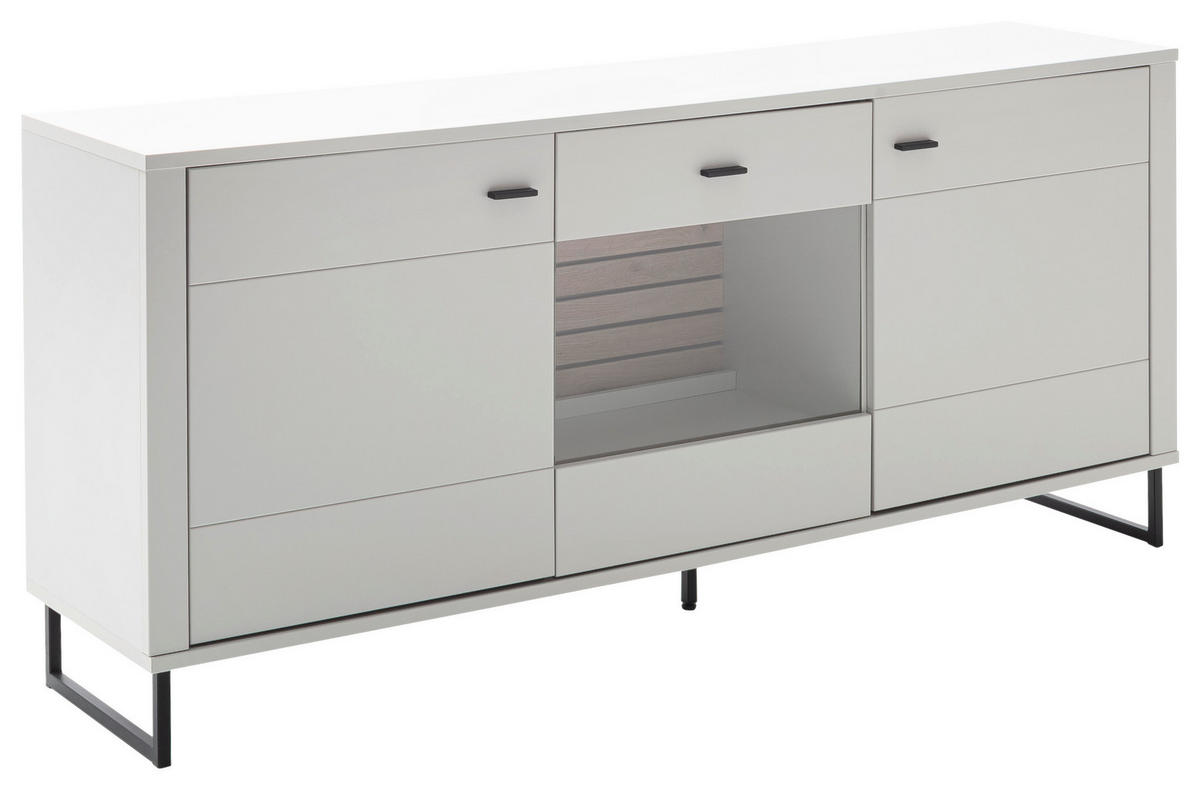 SIDEBOARD Weiss, Eichefarben  189/85/44 cm  - Weiss/Eichefarben, Design, Glas/Holzwerkstoff (189/85/44cm) - Stylife