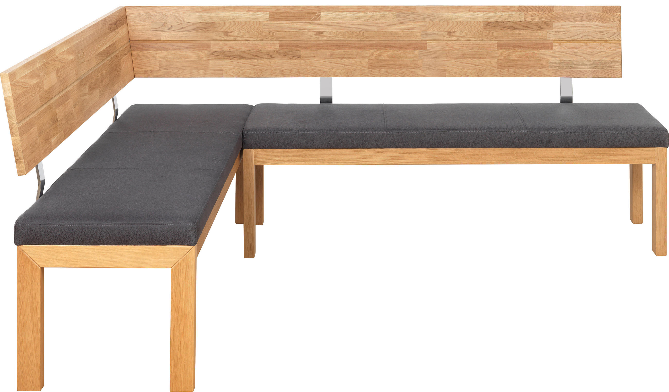 ECKBANK 171/208 cm Mikrofaser Anthrazit, Eichefarben Eiche massiv Holz - Eichefarben/Anthrazit, Natur, Holz/Textil (171/208cm) - Voleo