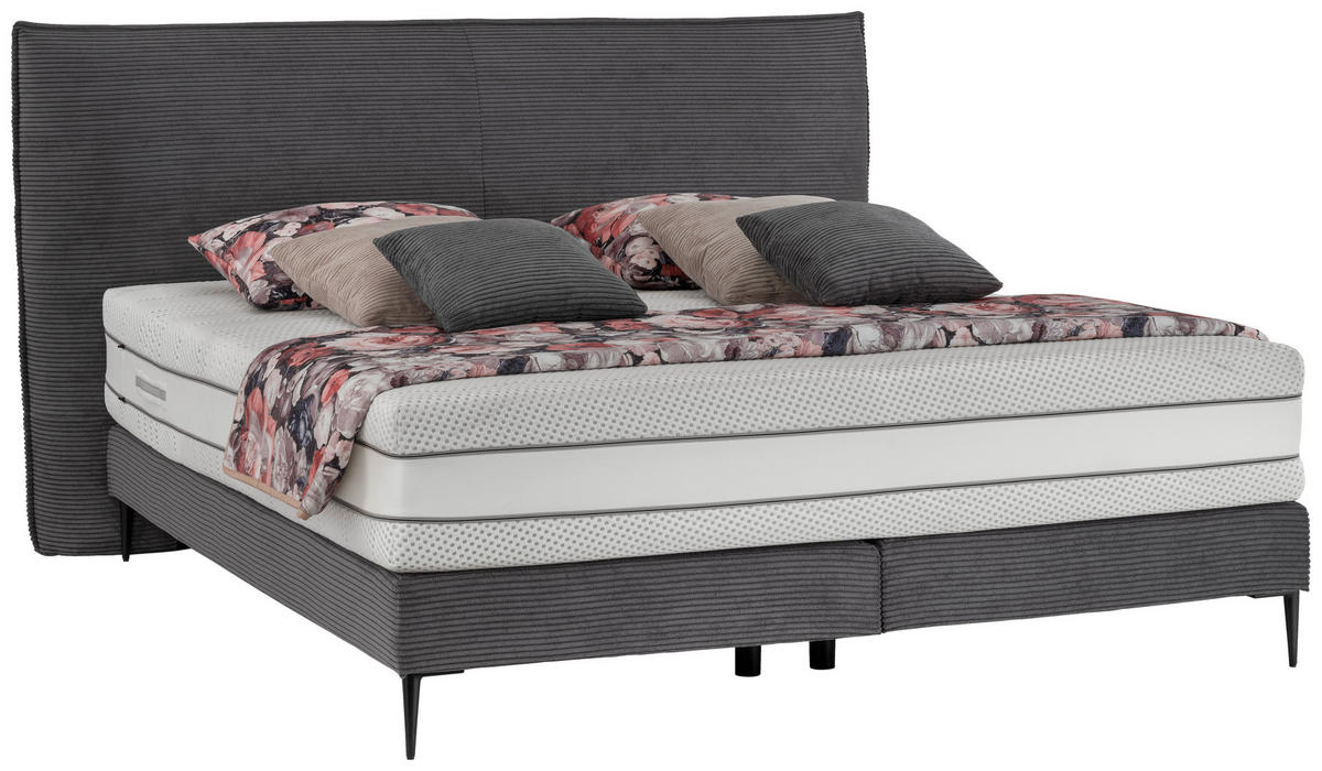 BOXSPRINGBETT 160/200 cm  in Anthrazit  - Anthrazit/Schwarz, MODERN, Textil/Metall (160/200cm) - Beldomo - Sleep