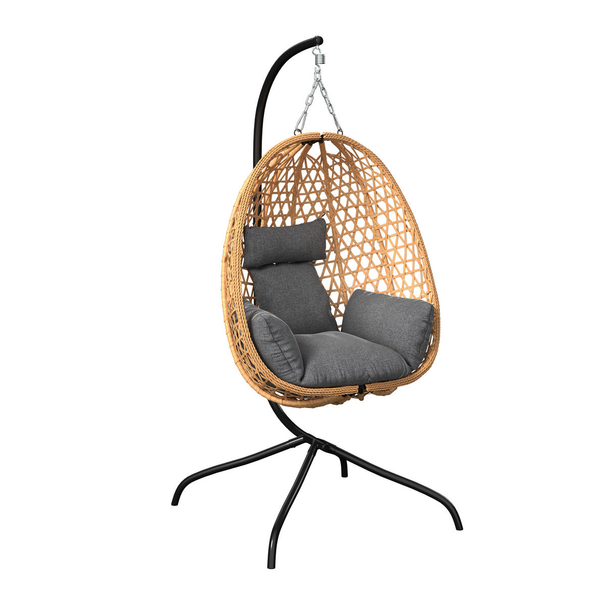 HÄNGESESSEL 105/198/104 cm  - Schwarz/Naturfarben, MODERN, Kunststoff/Textil (105/198/104cm) - Beldano