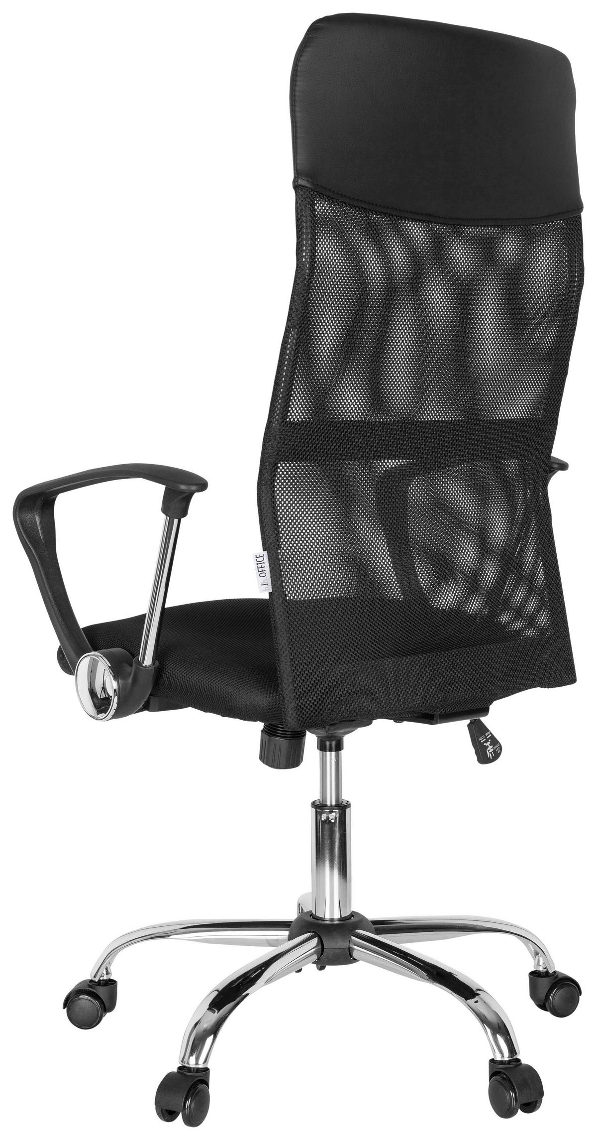 DREHSTUHL Lederlook, Netzbespannung Schwarz  - Chromfarben/Schwarz, MODERN, Kunststoff/Textil (64/118/60cm) - MID.YOU