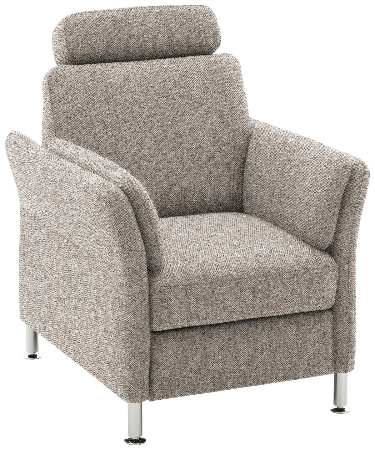 SESSEL in Flachgewebe Graubraun  - Chromfarben/Graubraun, Konventionell, Textil/Metall (86/87/93cm) - Beldomo System