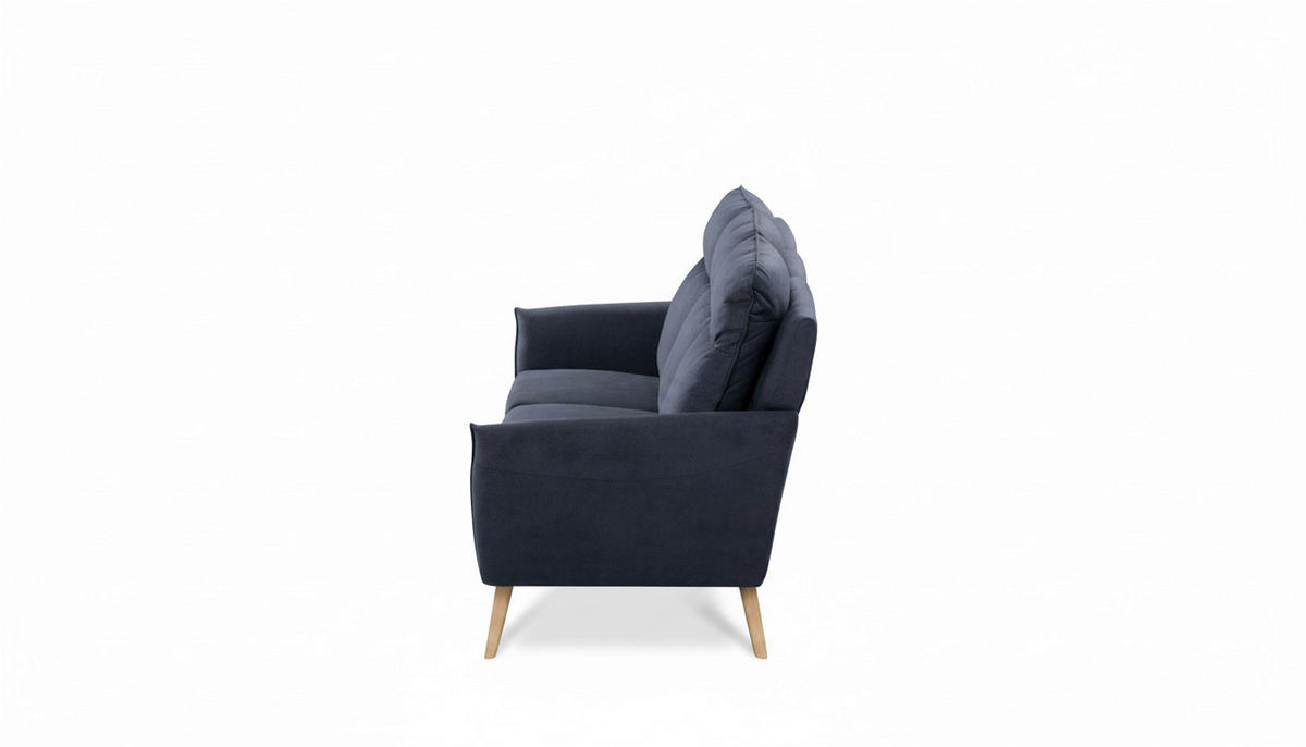 3-SITZER-SOFA  in Mikrofaser Blau Skandinavisch, Modern  - Blau/Buchefarben, Design, Holz/Textil (202/110/92cm) - Livetastic