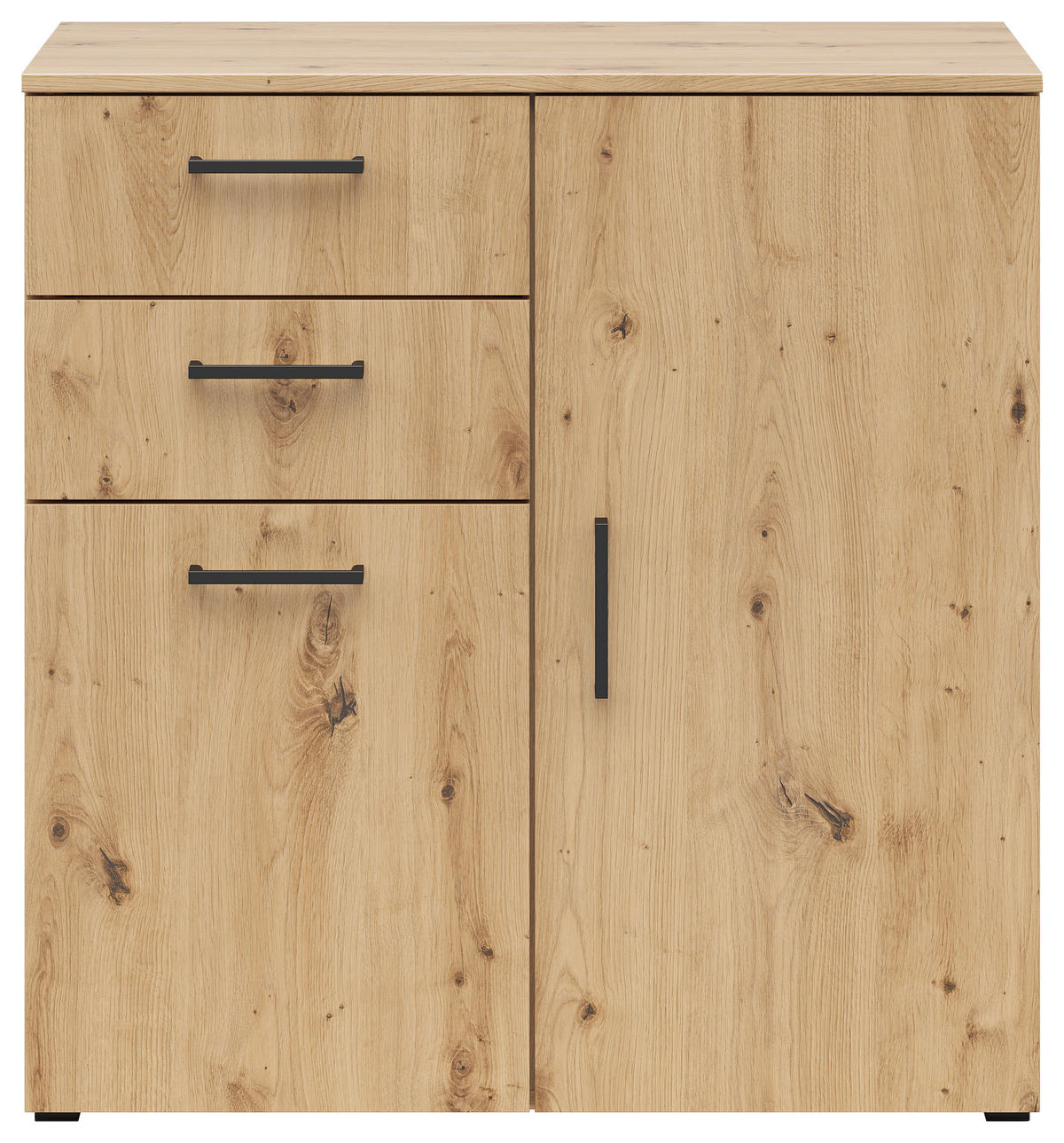 KOMMODE 80/83/40 cm  in Eiche Artisan  - Anthrazit/Schwarz, Modern, Holzwerkstoff/Kunststoff (80/83/40cm)