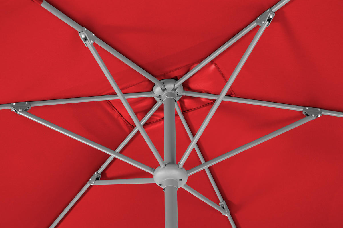 SONNENSCHIRM   - Silberfarben/Rot, Basics, Textil/Metall (200/250/300cm) - Schneider