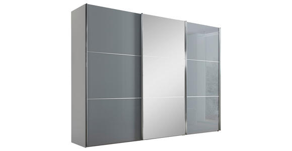 SCHWEBETÜRENSCHRANK 249/222/68 cm 3-türig  - Chromfarben/Hellgrau, KONVENTIONELL, Glas/Holzwerkstoff (249/222/68cm) - Moderano