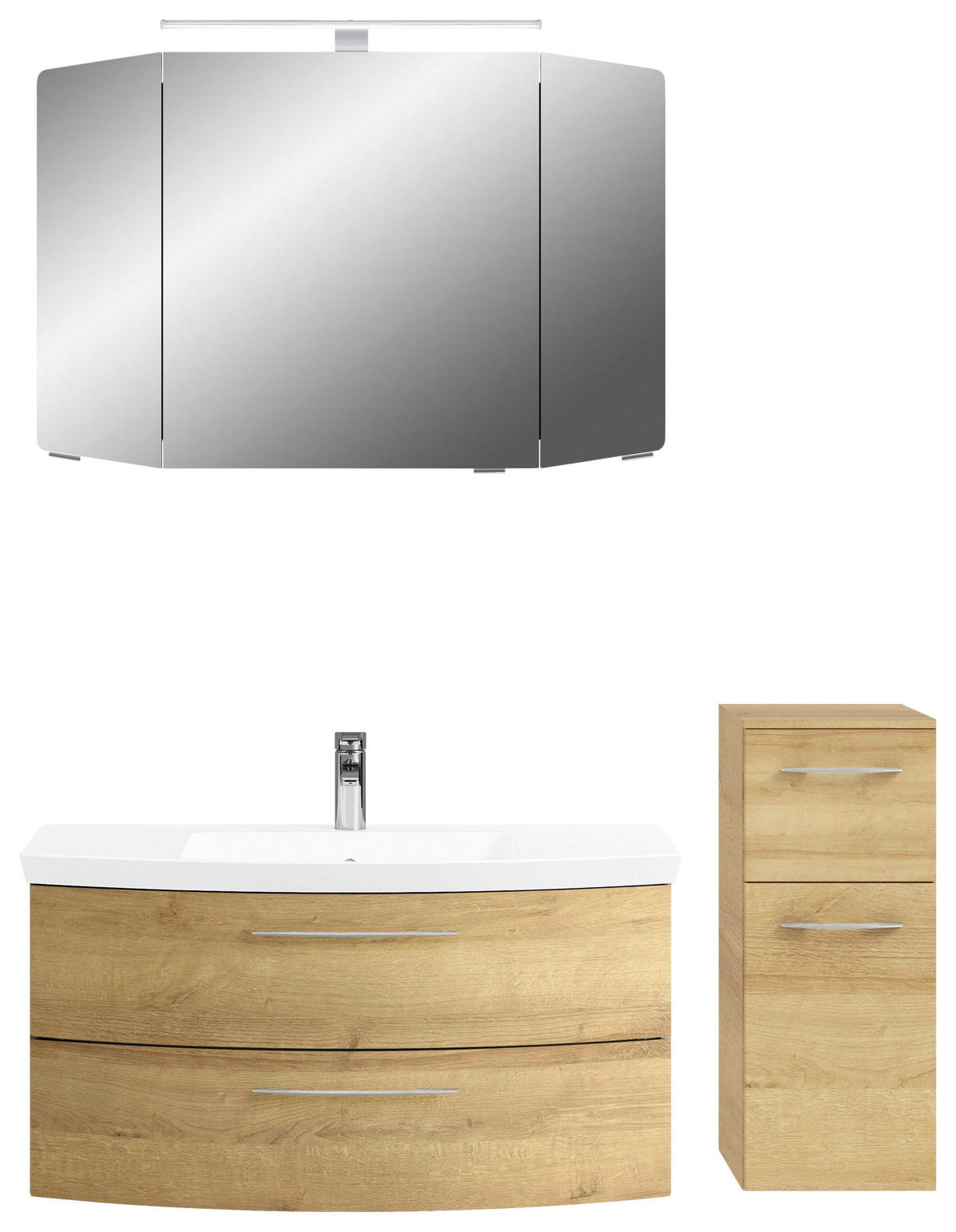 BADEZIMMER 4-teilig  in 131 cm  - Chromfarben/Eichefarben, KONVENTIONELL, Glas/Holzwerkstoff (131cm) - Pelipal