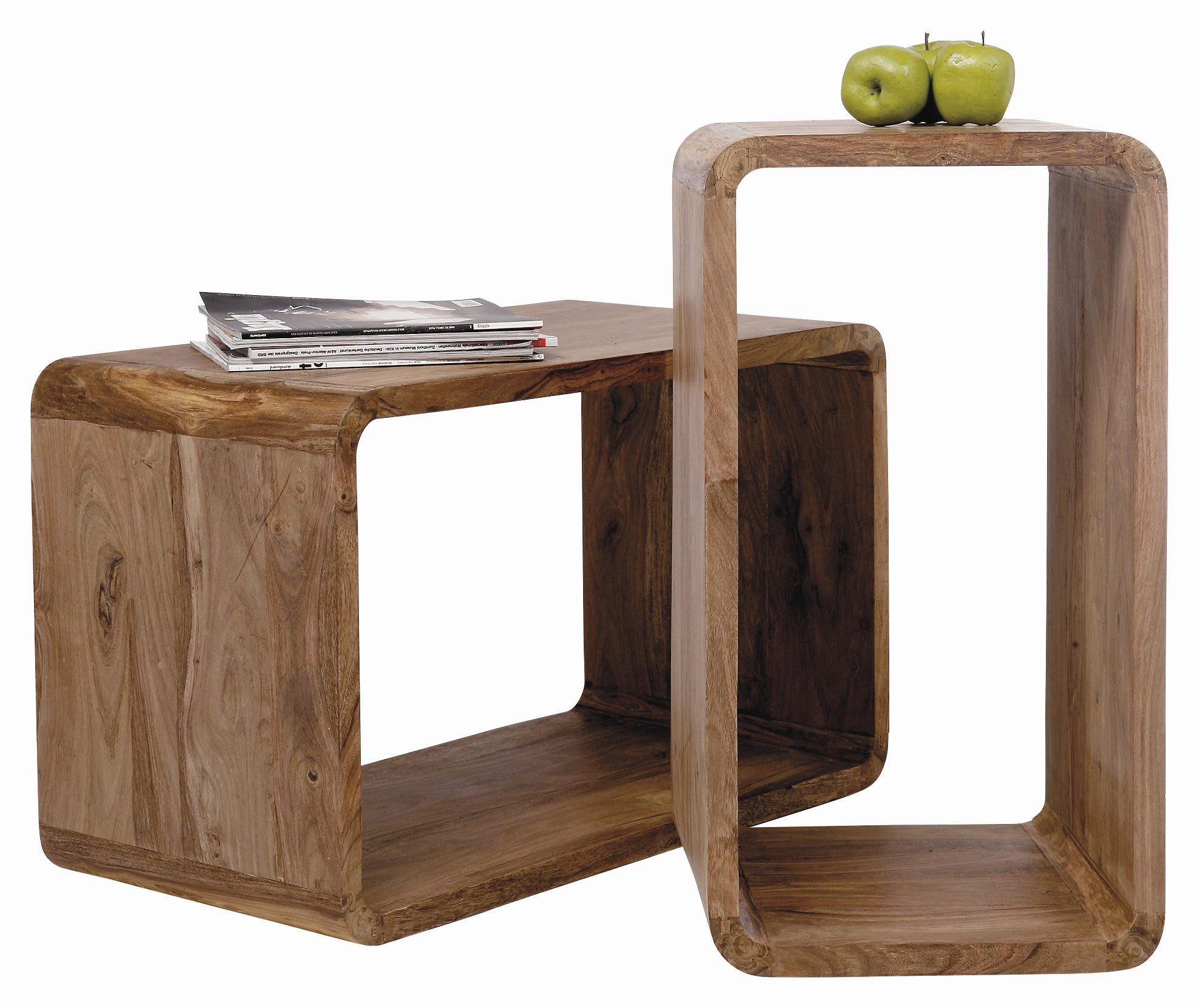 WANDREGALSET 2-teilig Mangoholz massiv Naturfarben  - Naturfarben, Design, Holz (48/80/40cm) - Kare-Design