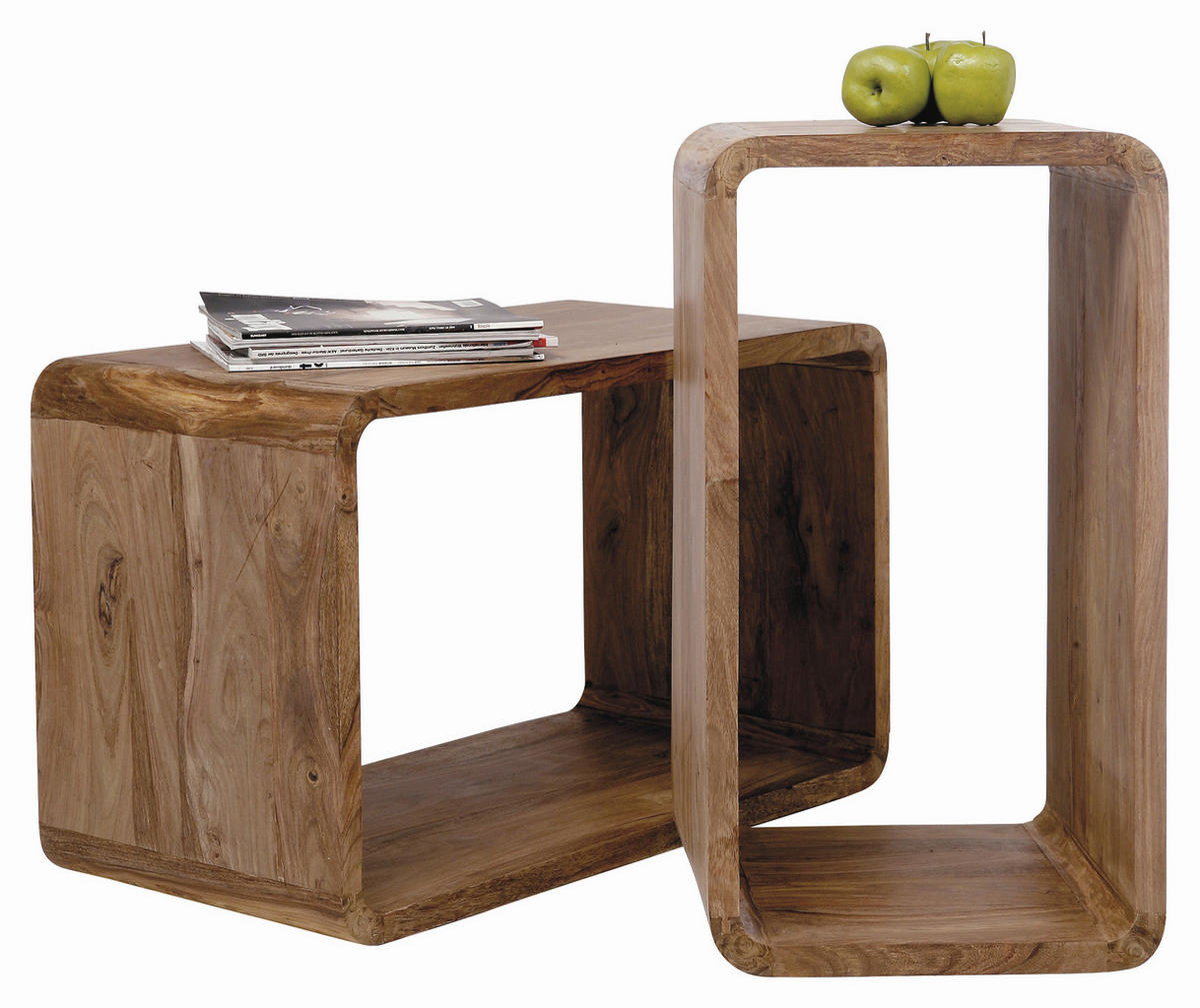 WANDREGALSET 2-teilig Mangoholz massiv Naturfarben  - Naturfarben, Design, Holz (48/80/40cm) - Kare-Design