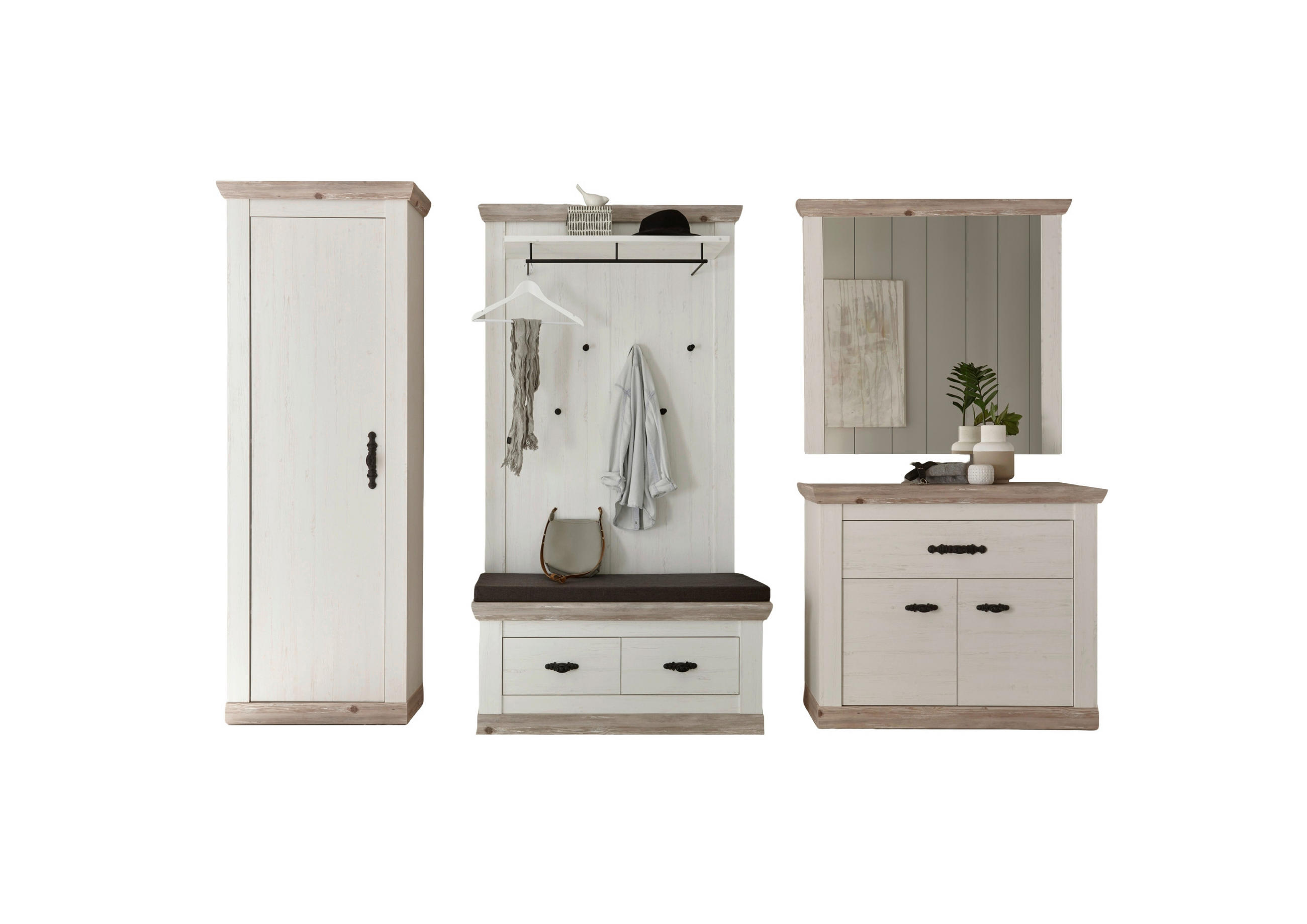 GARDEROBE 5-teilig  in 307/201/45 cm  - Hellbraun/Pinienfarben, Design, Holzwerkstoff (307/201/45cm) - MID.YOU