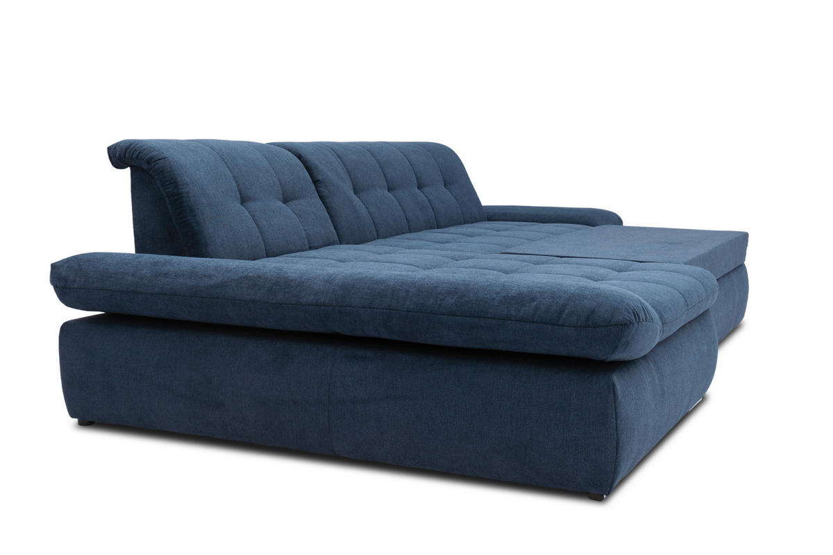 ECKSOFA Dunkelblau Mikrofaser  - Chromfarben/Dunkelblau, KONVENTIONELL, Textil/Metall (172/300cm) - MID.YOU