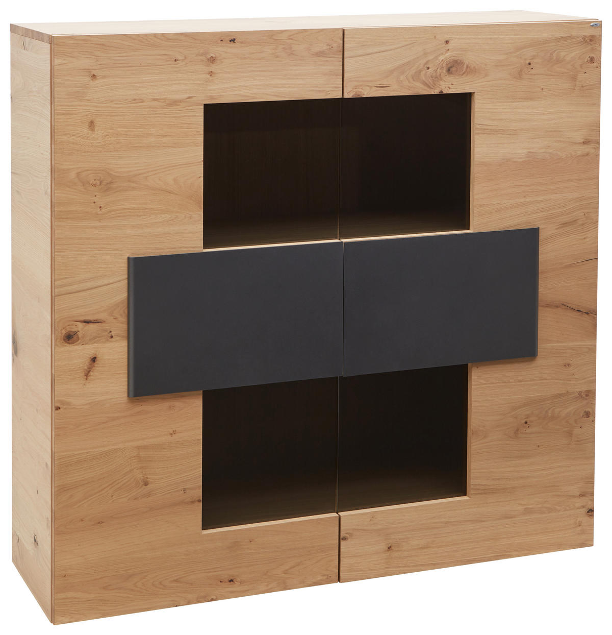 HIGHBOARD  in 128,2/131,2/43,5 cm  - Eichefarben/Anthrazit, Natur, Glas/Holz (128,2/131,2/43,5cm) - Voglauer