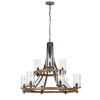 KRONLEUCHTER 82.9/89.8 cm   - Eichefarben/Grau, Natur, Metall (82.9/89.8cm) - Elstead Lighting