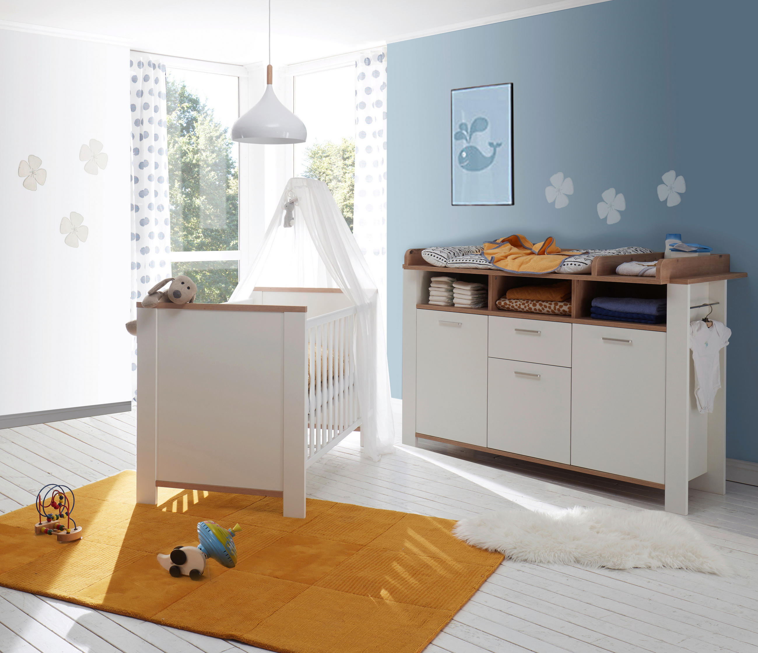 BABYZIMMER Adele 2-teilig  - Eichefarben/Weiß, Basics, Holzwerkstoff