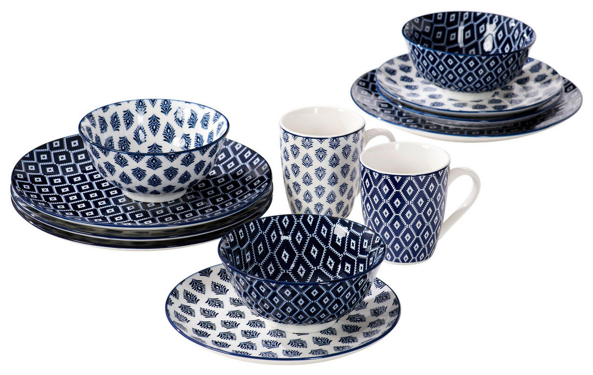 KOMBINOVANI SERVIS  Alva   16 delova     - bela/plava, Konvencionalno, keramika (28/24/28cm) - Ritzenhoff Breker