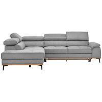 ECKSOFA Webstoff Hellgrau  - Hellgrau/Schwarz, Natur, Holz/Textil (226/282cm) - Novel