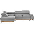 ECKSOFA  in Webstoff Hellgrau Bettkasten, Schlaffunktion, Kopfteilverstellung  226/282 cm  - Hellgrau/Schwarz, Natur, Holz/Textil (226/282cm) - Novel