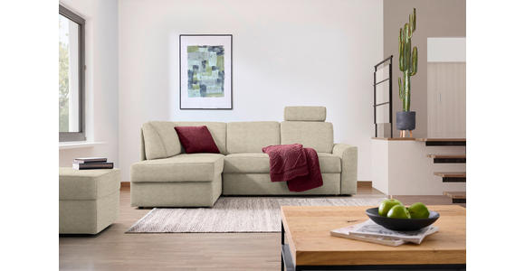 ECKSOFA in Webstoff Beige  165/224 cm  - Beige/Schwarz, KONVENTIONELL, Kunststoff/Textil (165/224cm) - Xora