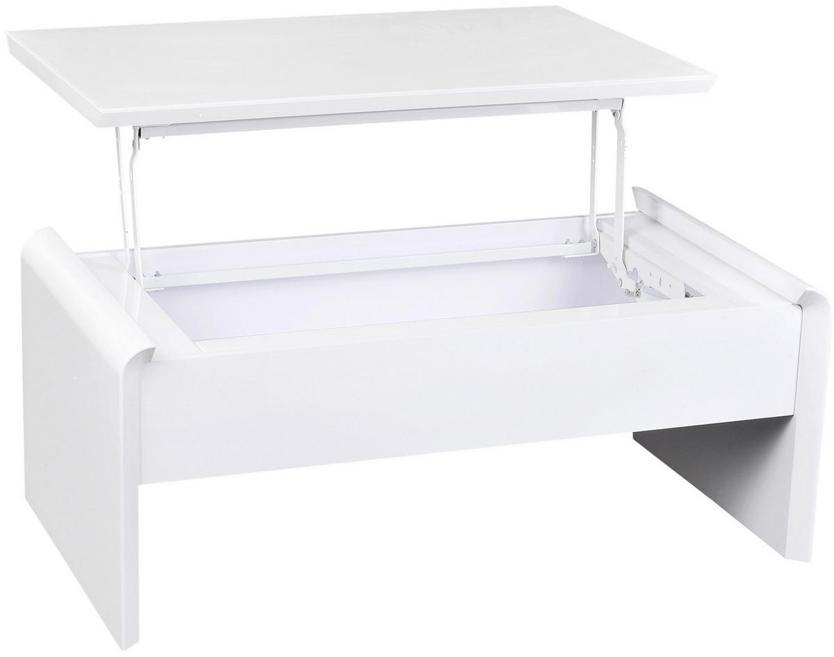 COUCHTISCH in Glas, Holzwerkstoff 110/60/45-71 cm  - Weiß, Design, Glas/Holzwerkstoff (110/60/45-71cm) - Xora