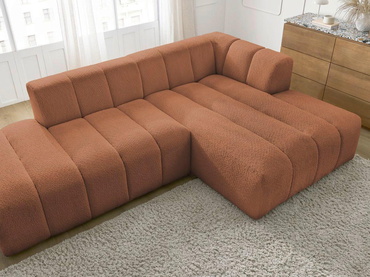 ECKSOFA  ANNECY Orange Bouclé  - Schwarz/Orange, MODERN, Kunststoff/Textil (262/170cm)
