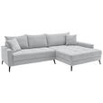 ECKSOFA  in Cord Hellgrau  280/173 cm  - Hellgrau/Schwarz, KONVENTIONELL, Textil/Metall (280/173cm) - Hom`in