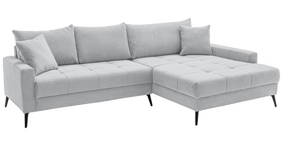 ECKSOFA  in Cord Hellgrau  280/173 cm  - Hellgrau/Schwarz, KONVENTIONELL, Textil/Metall (280/173cm) - Hom`in