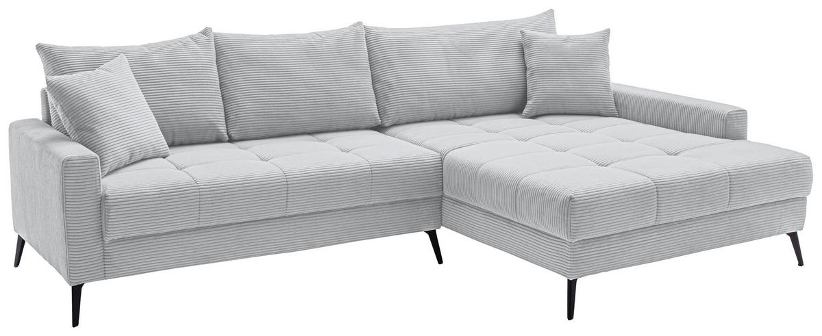ECKSOFA Hellgrau Cord  - Hellgrau/Schwarz, KONVENTIONELL, Textil/Metall (280/173cm) - Hom`in