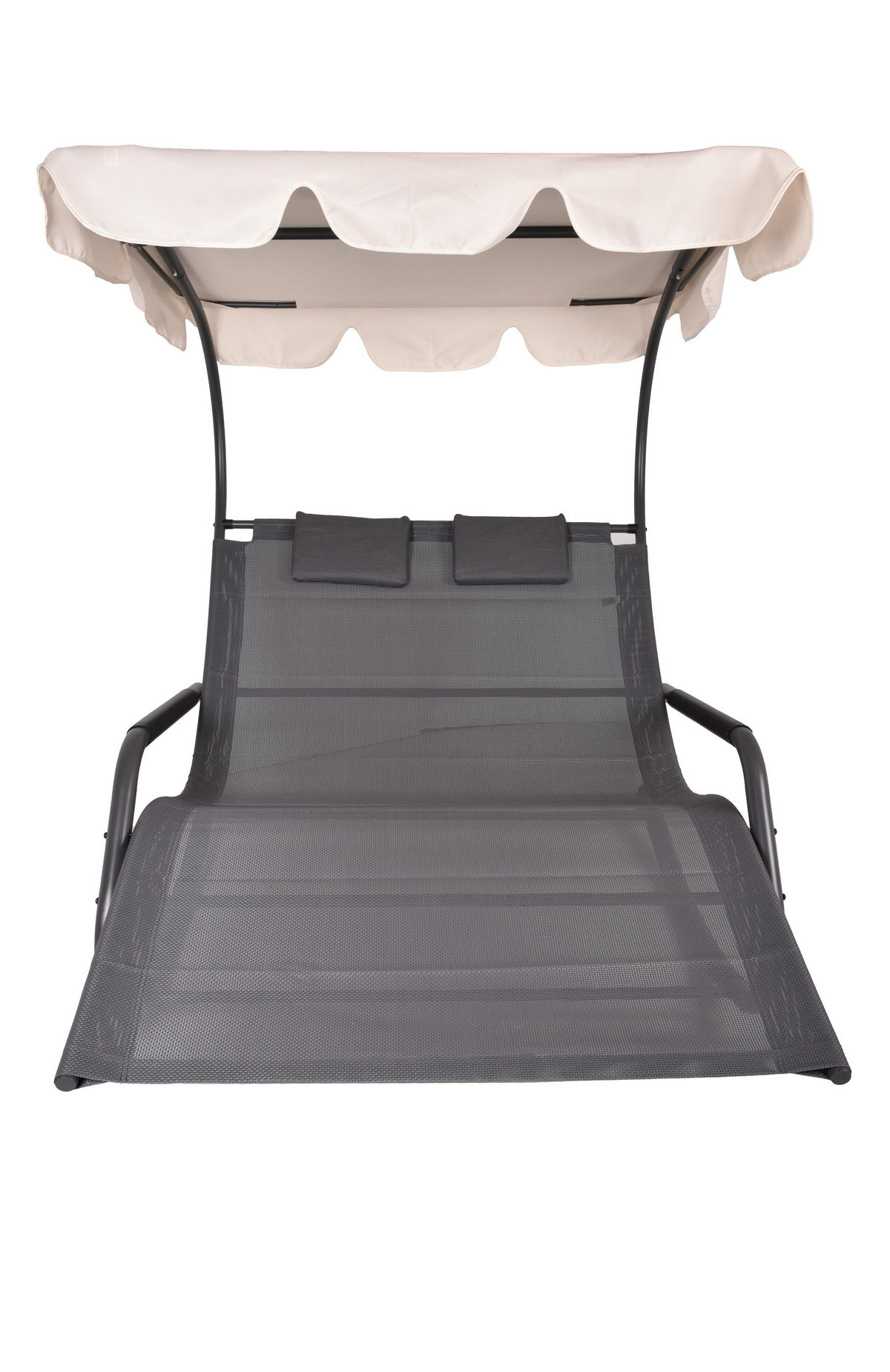GARTENLIEGE 138/160/200 cm  - Anthrazit/Creme, Basics, Kunststoff/Metall (138/160/200cm) - Gardenson