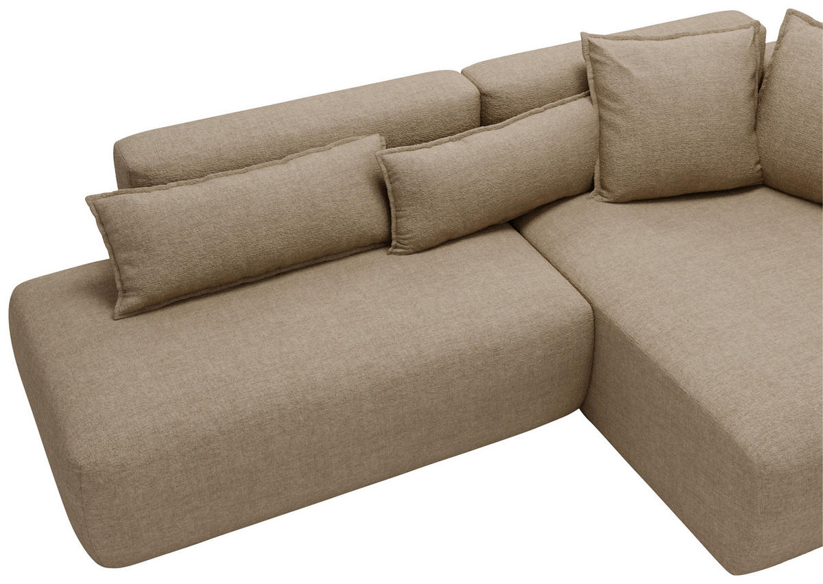 ECKSOFA Chenille Beige  - Beige/Schwarz, Design, Kunststoff/Textil (284/160cm) - Livetastic
