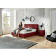 BOXSPRINGBETT 200/200 cm,  in Rot, Matratze, gepolstertes Kopfteil, H2 + H4 = mittel + sehr fest  - Chromfarben/Rot, KONVENTIONELL, Textil (200/200cm) - Dieter Knoll
