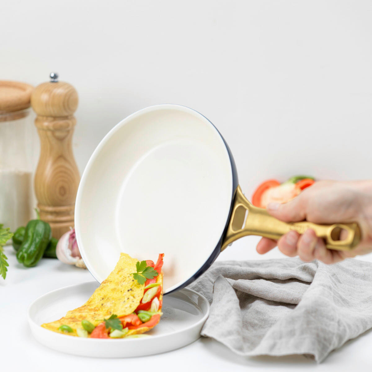 KOCHTOPFSET Padova Reserve 6-teilig  - Goldfarben/Weiß, Basics, Glas/Metall - GreenPan