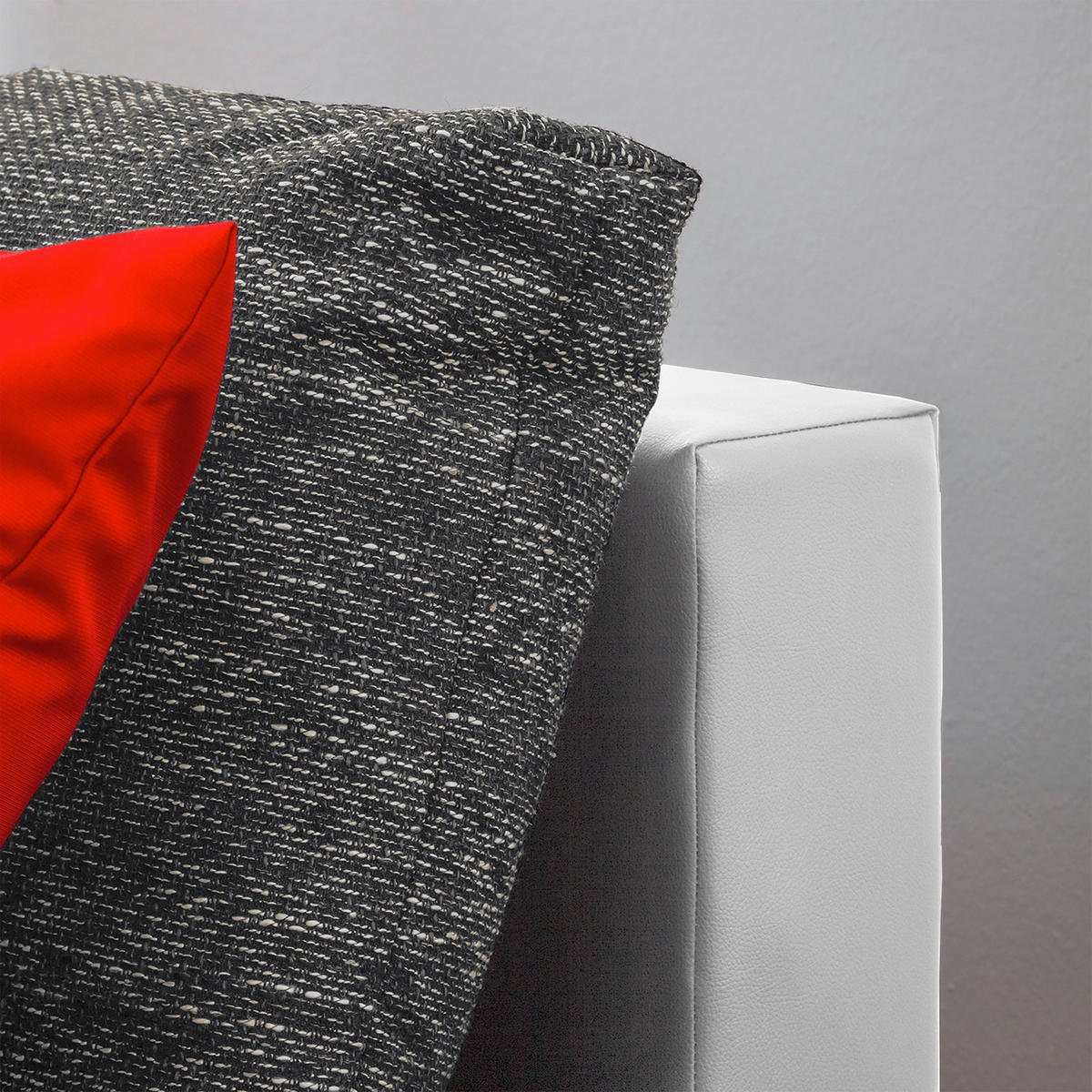 ECKSOFA Grau, Weiß Textilgeflecht  - Chromfarben/Schwarz, Design, Textil (266/175cm) - Livetastic