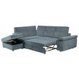 ECKSOFA Blau Flachgewebe  inkl. Bettkasten, Schlaffunktion, Rücken echt, Liegefläche im Originalstoff  - Blau/Schwarz, KONVENTIONELL, Kunststoff/Textil (235/280cm) - Carryhome