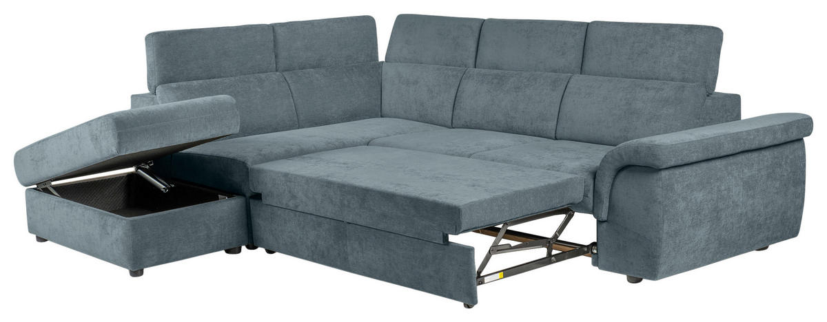 ECKSOFA Blau Flachgewebe  - Blau/Schwarz, KONVENTIONELL, Kunststoff/Textil (235/280cm) - Carryhome