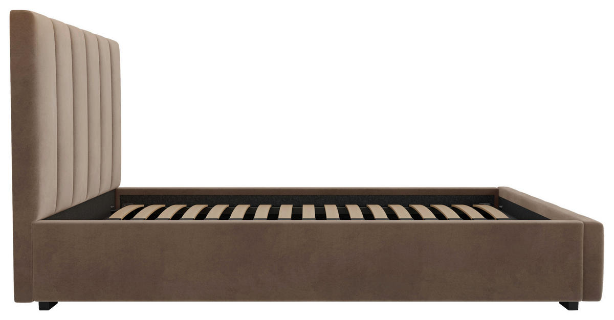 POLSTERBETT Lattenrost, Bettkasten 180/200 cm  in Taupe  - Taupe/Schwarz, Design, Holz/Kunststoff (180/200cm) - Boxxx
