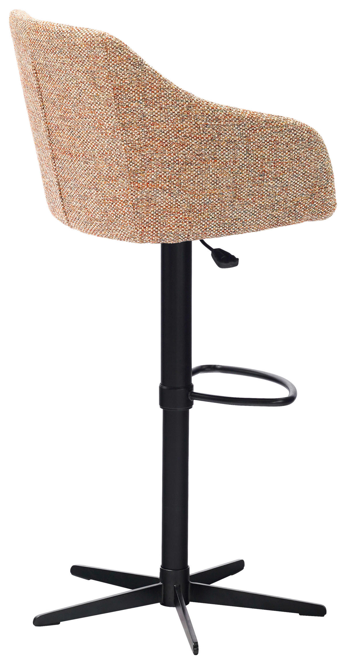 BARHOCKER in Metall, Textil Terracotta, Schwarz  - Terracotta/Schwarz, Design, Textil/Metall (54,5/88-108/53,5cm) - Cassando