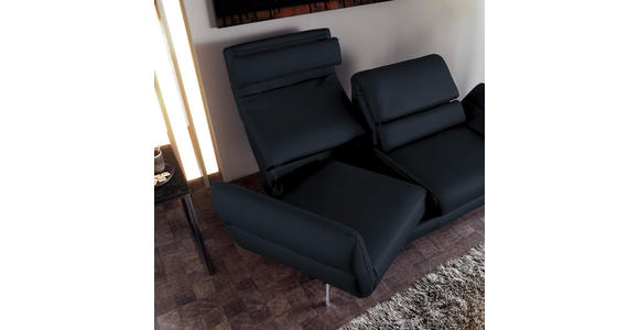 2-SITZER-SOFA Echtleder Dunkelblau  - Chromfarben/Dunkelblau, Design, Leder/Metall (178-226/82/96-177cm) - Dieter Knoll