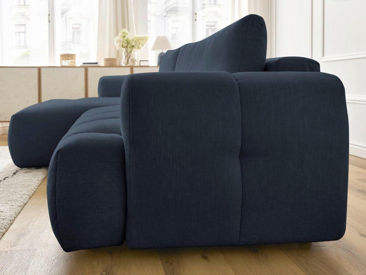 ECKSCHLAFSOFA FUJI Leinenoptik Dunkelblau  inkl.  - Schwarz/Dunkelblau, MODERN, Kunststoff/Textil (160/292cm)