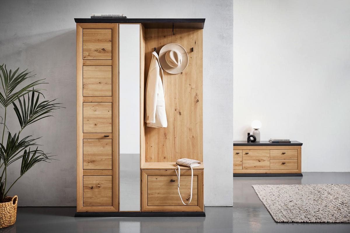 GARDEROBE  in 123/196,7/38,5 cm  - Dunkelgrau/Eiche Artisan, LIFESTYLE, Holzwerkstoff (123/196,7/38,5cm) - Hom`in