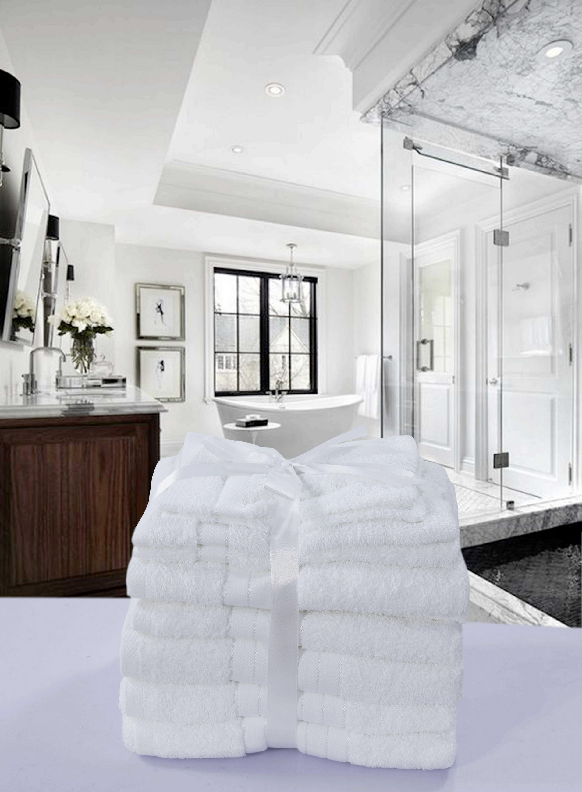 Frottierset 8-Teilig, 100% Baumwolle Weiss