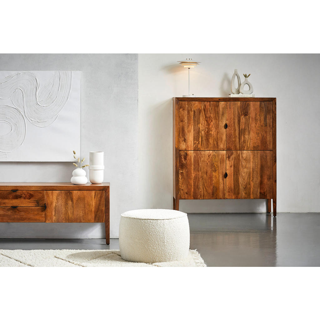 Thumbnail - Mid.you Highboard, Schwarz, Honig, Metall, Mangoholz, massiv, 120x140x40 cm, Holzmöbel, Kleinmöbel Holz, Holzkommoden, H...