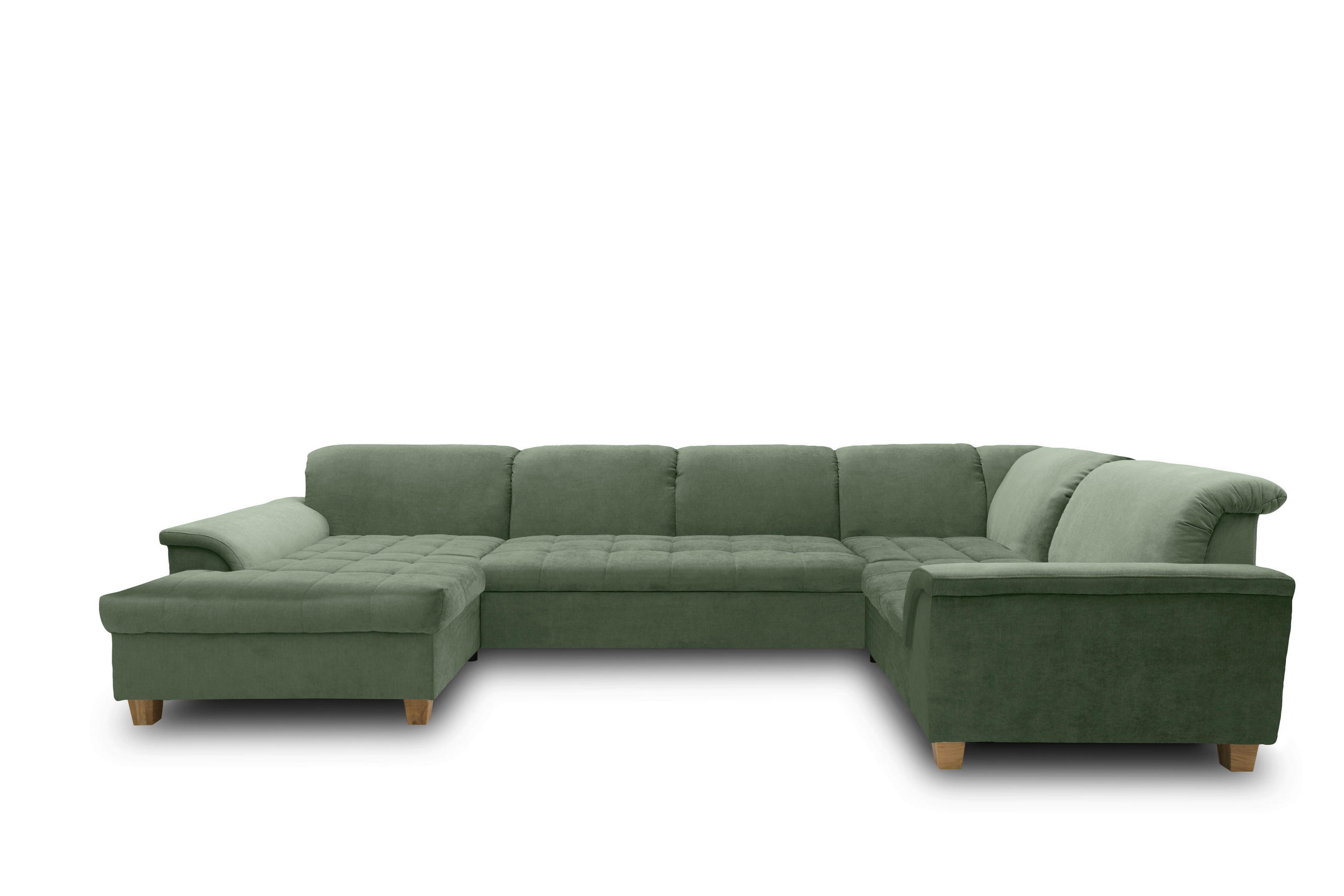 WOHNLANDSCHAFT Grün Mikrofaser - Eichefarben/Grün, KONVENTIONELL, Holz/Textil (170/352/214cm) - MID.YOU