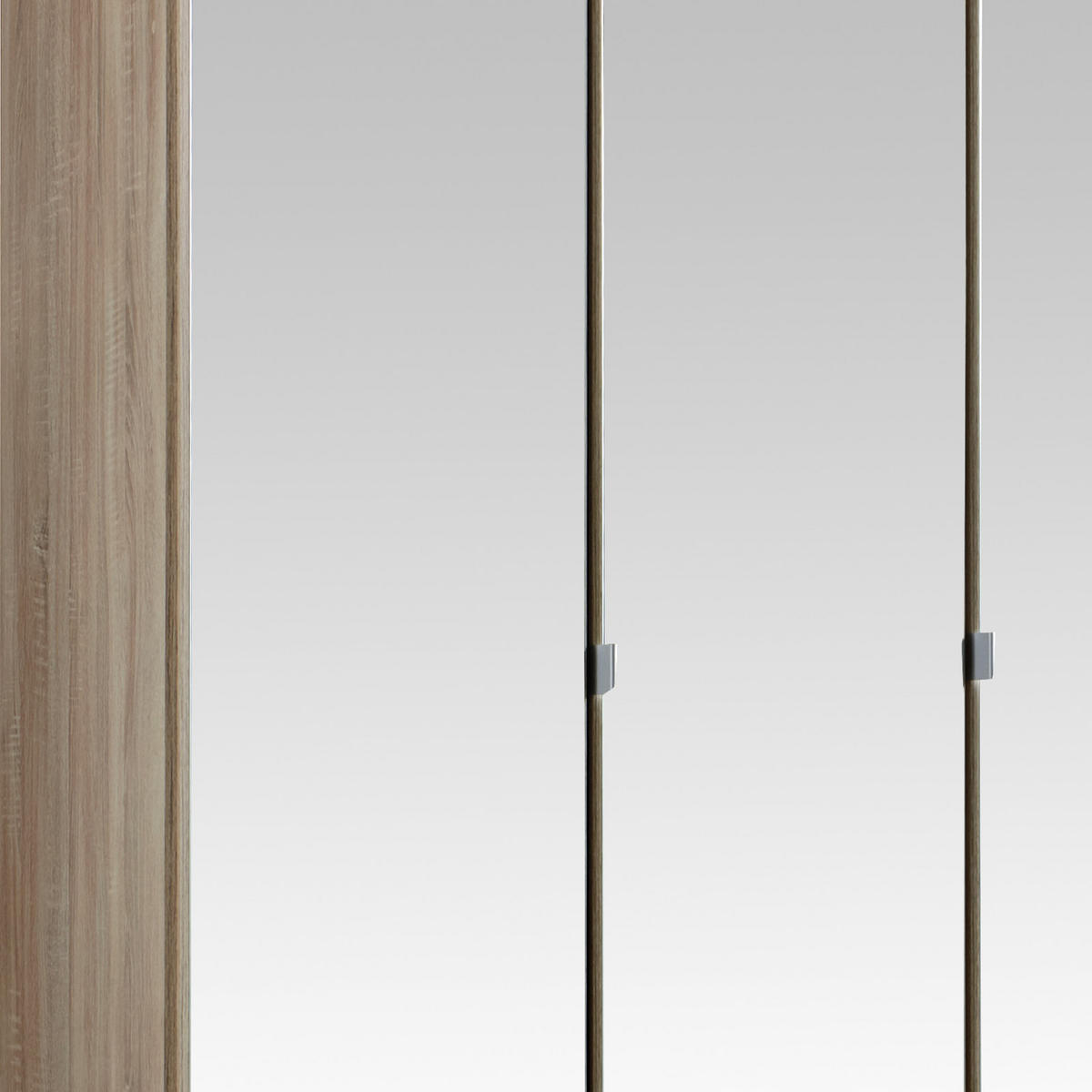 GARDEROB MED GÅNGJÄRN 135/199,5/58 cm 3-dörrar - aluminiumfärg/ekfärgad, Klassisk, metall/trämaterial (135/199,5/58cm) - MID.YOU
