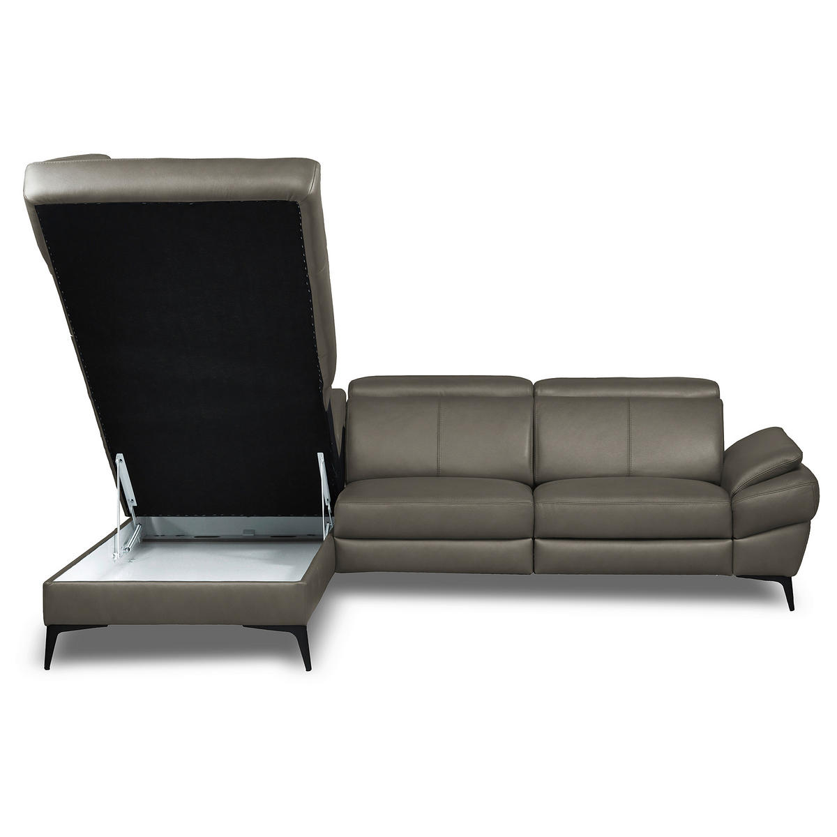 ECKSOFA  in Lederlook Echtleder Schlammfarben  211/264 cm  - Schlammfarben/Schwarz, Design, Leder/Textil (211/264cm) - Livetastic
