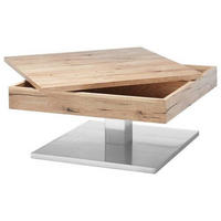 KLUB STOČIĆ 75/38/75 cm  boja hrasta  - boja hrasta/boja nerđajućeg čelika, Dizajnerski, drvo/metal (75/38/75cm) - Valnatura