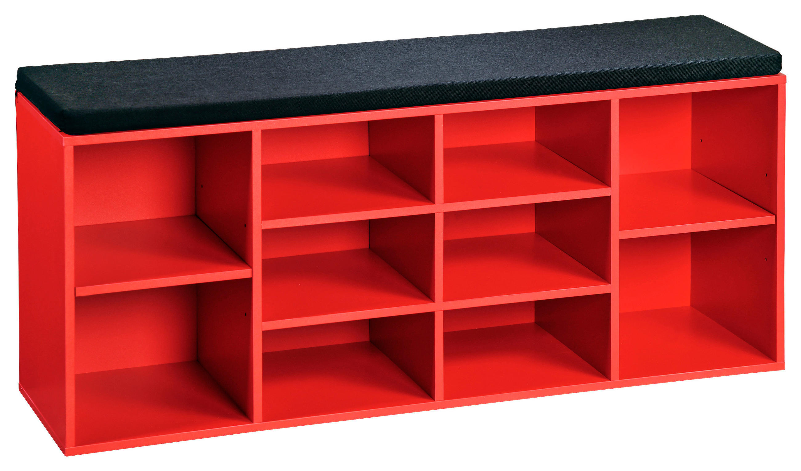 SCHUHREGAL 103,5/48/29,5 cm  - Rot/Schwarz, Basics, Holzwerkstoff/Textil (103,5/48/29,5cm) - Kesper