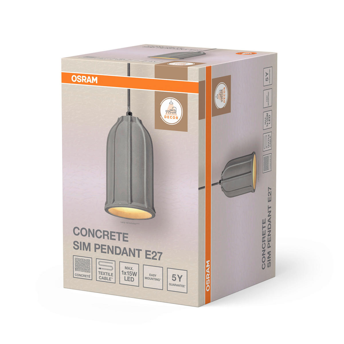 HÄNGELEUCHTE 11.5/123.5 cm  - Dunkelgrau, Basics, Stein/Metall (11.5/123.5cm) - Osram