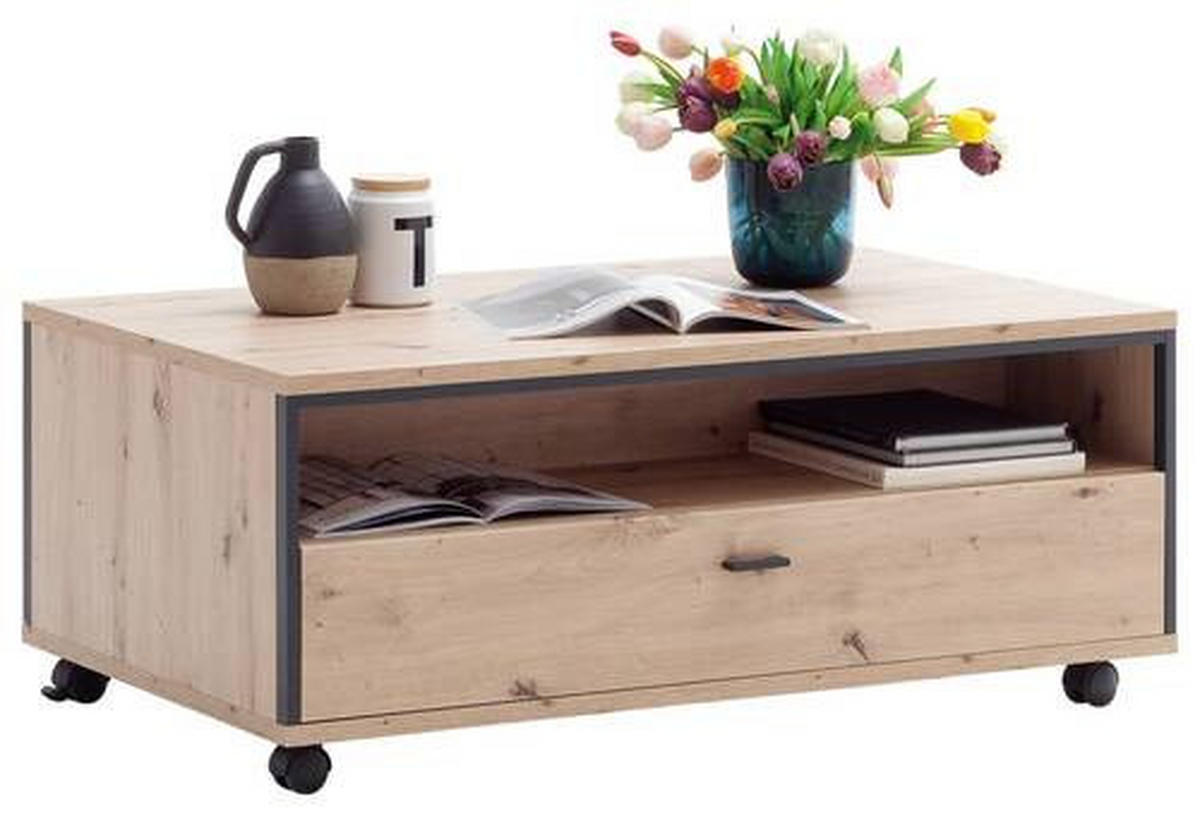 KONFERENČNÍ STOLEK, antracitová, barvy dubu, kov, kompozitní dřevo, 115/46/70 cm - barvy dubu/antracitová, Design, kov/kompozitní dřevo (115/46/70cm) - MID.YOU